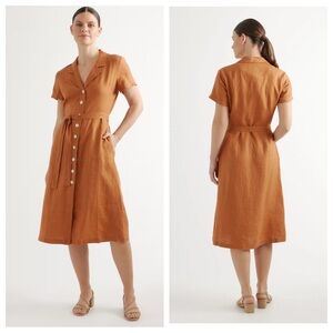 Quince Women's Midi Dress in Rust Orange